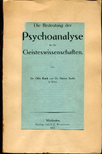 Rank, Die Bedeutung der Psychoanalyse für die Geisteswissenschaften (Umschlag)