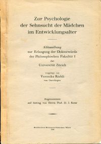 Richli, Zur Psychologie der Sehnsucht der Mädchen im Entwicklungsalter (Umschlag)