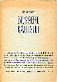 Curti, Einführung in die Äussere Ballistik. (Umschlag)