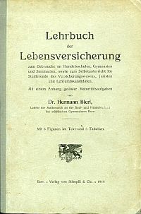 Bieri, Lehrbuch der Lebensversicherung. (Umschlag)