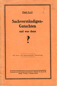 Levi, Sachverständigen-Gutachten und was dann? (Umschlag)