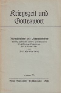 Barth, Volksherrschaft und Gottesherrschaft. (Umschlag)