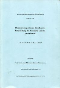 Elber, Pflanzenökologische und limnologische Untersuchung des Reussdelta-Gebiete (Umschlag)