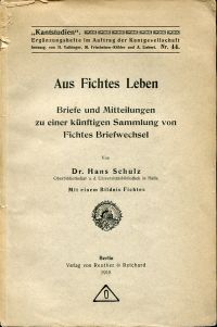 Schulz, Aus Fichtes Leben. (Umschlag)