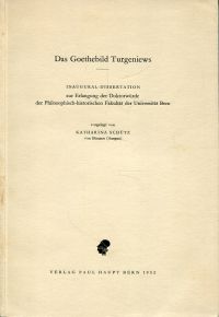 Schütz, Das Goethebild Turgeniews. (Umschlag)