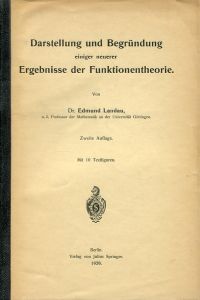 Landau, Darstellung und Begründung einiger neuerer Ergebnisse der Funktionentheo (Umschlag)
