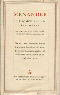 Menander: Die Komödien und Fragmente. (Umschlag)