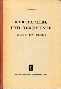 Honegger, Wertpapiere und Dokumente im Kreditverkehr. (Umschlag)