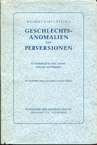 Hirschfeld, Geschlechtsanomalien und Perversionen. (Umschlag)