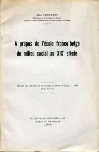 Constant, A propos de l'école franco-belge du milieu social au XIXe siècle. (Umschlag)