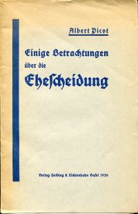 Picot, Einige Betrachtungen über die Ehescheidung. (Umschlag)