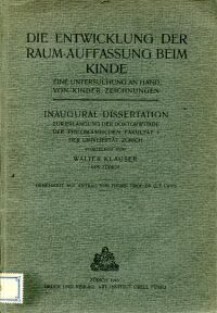 Klauser, Die Entwicklung der Raum-Auffassung beim Kinde. (Umschlag)