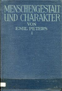 Peters, Menschengestalt und Charakter. (Umschlag)