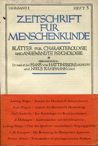 Zeitschrift für Menschenkunde, Jahrgang 1, Heft 5, Januar 1926 (Umschlag)