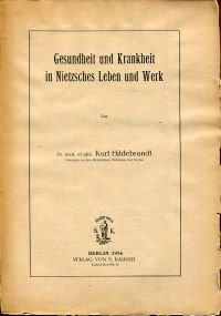 Hildebrandt, Gesundheit und Krankheit in Nietzsches Leben und Werk. (Umschlag)