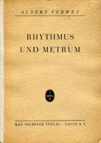 Verwey, Rhythmus und Metrum. (Umschlag)