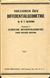 Blaschke, Vorlesungen über Differentialgeometrie und geometrische Grundlagen von (Umschlag)