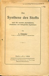 Zehnder, Die Synthese des Stoffs (Umschlag)