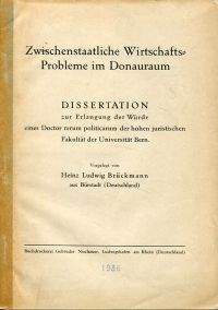 Brückmann, Zwischenstaatliche Wirtschaftsprobleme im Donauraum. (Umschlag)