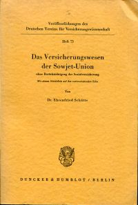 Schütte, Das Versicherungswesen der Sowjet-Union (Umschlag)