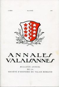Annales Valaisannes, Bulletin annuel de la Société d'histoire du Valais Romand, (Umschlag)
