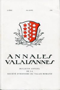 Annales Vailasannes, Bulletin annuel de la Société d'histoire du Valais Romand, (Umschlag)