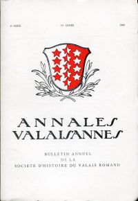 Annales Valaisannes, Bulletin annuel de la Société d'histoire du Valais Romand, (Umschlag)