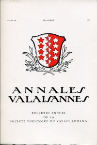 Annales Valaisannes, Bulletin annuel de la Société d'histoire du Valais Romand, (Umschlag)