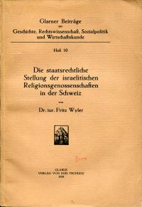 Wyler, Die staatsrechtliche Stellung der israelitischen Religionsgenossenschafte (Umschlag)