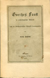 Goethe, Goethes Faust in ursprünglicher Gestalt. (Umschlag)