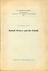 Boos, Rudolf Steiner und die Politik. (Umschlag)
