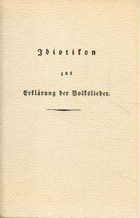 Kühn, Idiotikon zur Erklärung der Volkslieder. (Umschlag)