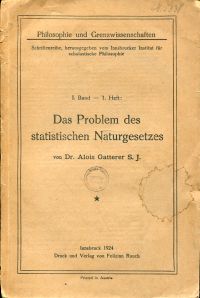 Gatterer, Das Problem des statistischen Naturgesetzes. (Umschlag)