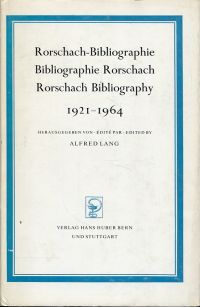 Lang, Rorschach-Bibliographie, Bibliographie Rorschach, Rorschach-Bibliography, (Umschlag)
