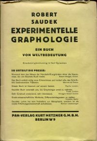 Saudek, Experimentelle Graphologie. (Umschlag)