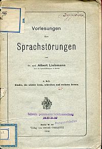 Liebmann, Kinder, die schwer lesen, schreiben und rechnen lernen. (Umschlag)