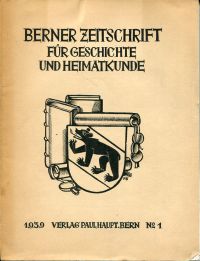 Berner Zeitschrift für Geschichte und Heimatkunde, Jahrgang 1939, Heft 1. (Umschlag)