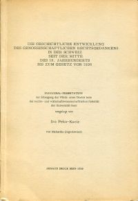 Peko-Kacic, Die geschichtliche Entwicklung des genossenschaftlichen Rechtsgedank (Umschlag)