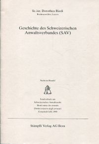 Riedi, Geschichte des Schweizerischen Anwaltsverbandes (SAV). (Umschlag)