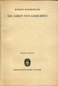 Boehringer, Das Leben von Gedichten. (Umschlag)