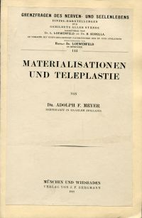Meyer, Materialisationen und Teleplastie. (Umschlag)