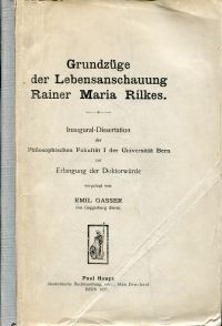 Gasser, Grundzüge der Lebensanschauung Rainer Maria Rilkes. (Umschlag)