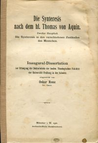 Renz, Die Synteresis nach dem hl. Thomas von Aquin. (Umschlag)
