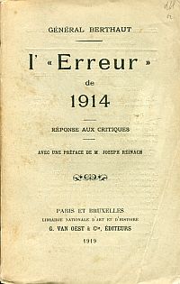 Berthaut, L'"Erreur" de 1914. (Umschlag)