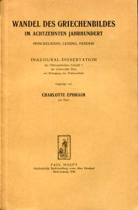 Ephraim, Wandel des Griechenbildes im achtzehnten Jahrhundert. (Umschlag)