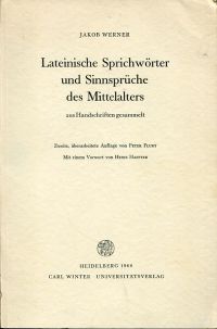 Werner, Lateinische Sprichwörter und Sinnsprüche des Mittelalters aus Handschrif (Umschlag)