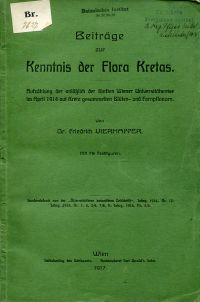 Vierhapper, Beiträge zur Kenntnis der Flora Kretas. (Umschlag)
