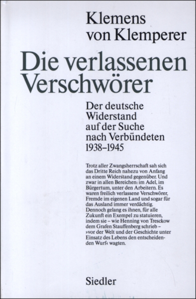 Klemperer, Die verlassenen Verschwörer. (Einband)