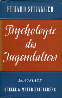 Spranger, Psychologie des Jugendalters. (Umschlag)