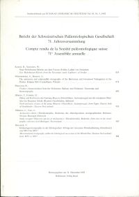 Bericht der Schweizerischen Paläontologischen Gesellschaft 71. Jahresversammlung (Umschlag)